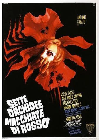 Sette orchidee macchiate di rosso